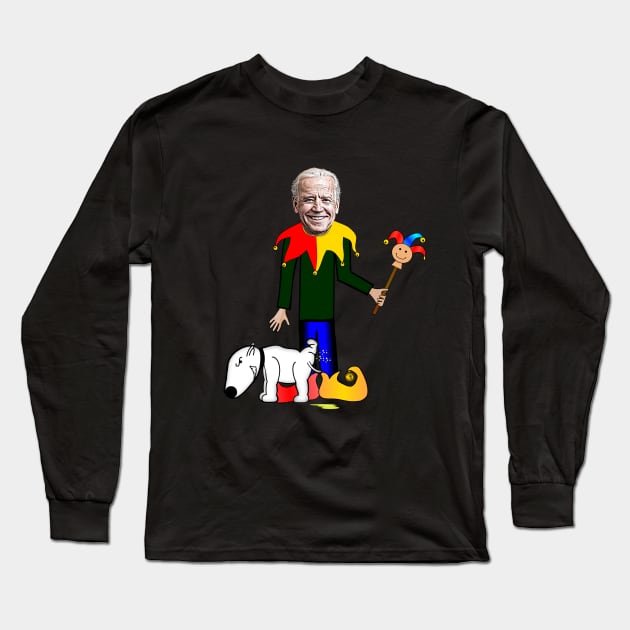 Dog Pees On Joe Biden Jester Long Sleeve T-Shirt by Roly Poly Roundabout